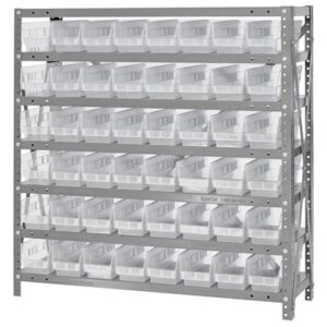 Quantum Storage Systems 1839-103CL - Economy Series 4" Clear-View Bin Shelving w/48 Bins - 18" x 36" x 39" - Clear pic