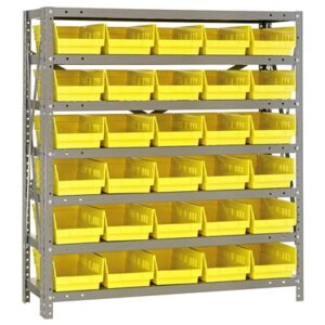Quantum Storage Systems 1839-104 YL - Economy Series 4" Shelf Bin Steel Shelving w/30 Bins - 18" x 36" x 39" - Yellow pic