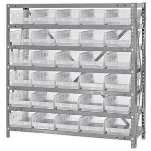 Quantum Storage Systems 1839-104CL - Economy Series 4" Clear-View Bin Shelving w/30 Bins - 18" x 36" x 39" - Clear pic