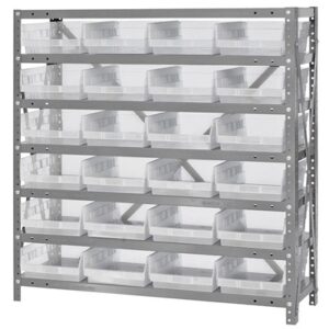 Quantum Storage Systems 1839-108CL - Economy Series 4" Clear-View Bin Shelving w/24 Bins - 18" x 36" x 39" - Clear pic