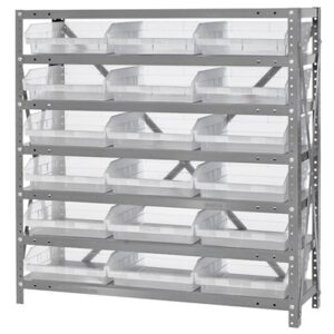 Quantum Storage Systems 1839-110CL - Economy Series 4" Clear-View Bin Shelving w/18 Bins - 18" x 36" x 39" - Clear pic