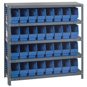 Quantum Storage Systems 1839-203 BL - Store-More Series 6" Shelf Bin Steel Shelving w/32 Bins - 18" x 36" x 39" - Blue pic