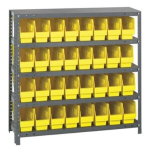 Quantum Storage Systems 1839-203 YL - Store-More Series 6" Shelf Bin Steel Shelving w/32 Bins - 18" x 36" x 39" - Yellow pic