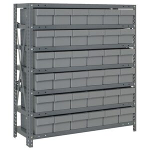 Quantum Storage Systems 1839-602 GY - Super Tuff Euro Series Open Style Steel Shelving w/36 Bins - 18" x 36" x 39" - Gray pic