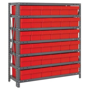 Quantum Storage Systems 1839-602 RD - Super Tuff Euro Series Open Style Steel Shelving w/36 Bins - 18" x 36" x 39" - Red pic