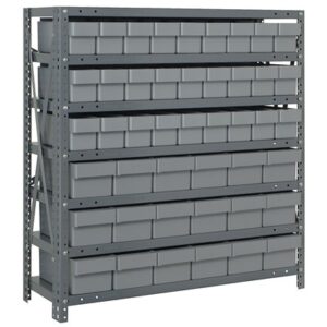 Quantum Storage Systems 1839-624 GY - Super Tuff Euro Series Open Style Steel Shelving w/45 Bins - 18" x 36" x 39" - Gray pic