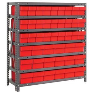 Quantum Storage Systems 1839-624 RD - Super Tuff Euro Series Open Style Steel Shelving w/45 Bins - 18" x 36" x 39" - Red pic