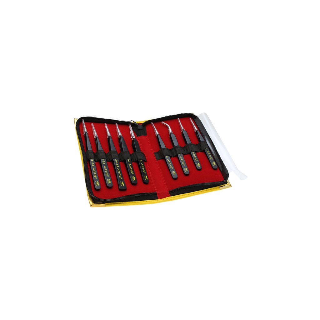 Aven Tools 18480ARS - Artis 9-Piece Tweezers Set w/Carrying Case pic