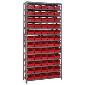 Quantum Storage Systems 1875-104 RD - Economy Series 4" Shelf Bin Steel Shelving w/60 Bins - 18" x 36" x 75" - Red pic