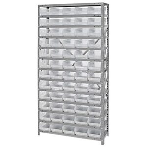 Quantum Storage Systems 1875-104CL - Economy Series 4" Clear-View Bin Shelving w/60 Bins - 18" x 36" x 75" - Clear pic