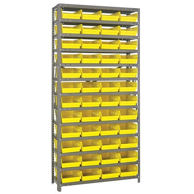 Quantum Storage Systems 1875-108 YL - Economy Series 4" Shelf Bin Steel Shelving w/48 Bins - 18" x 36" x 75" - Yellow pic