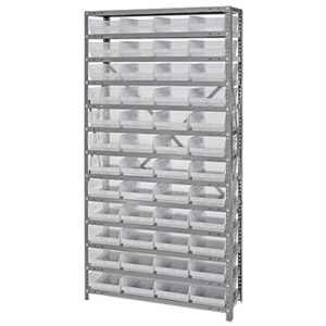 Quantum Storage Systems 1875-108CL - Economy Series 4" Clear-View Bin Shelving w/48 Bins - 18" x 36" x 75" - Clear pic