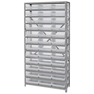 Quantum Storage Systems 1875-110CL - Economy Series 4" Clear-View Bin Shelving w/36 Bins - 18" x 36" x 75" - Clear pic