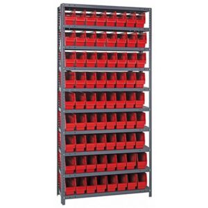 Quantum Storage Systems 1875-203 RD - Store-More Series 6" Shelf Bin Steel Shelving w/72 Bins - 18" x 36" x 75" - Red pic