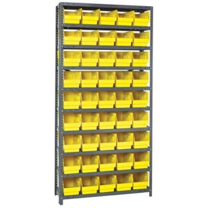 Quantum Storage Systems 1875-204 YL - Store-More Series 6" Shelf Bin Steel Shelving w/45 Bins - 18" x 36" x 75" - Yellow pic