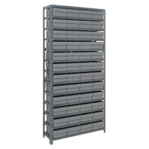 Quantum Storage Systems 1875-606 GY - Super Tuff Euro Series Open Style Steel Shelving w/48 Bins - 18" x 36" x 75" - Gray pic