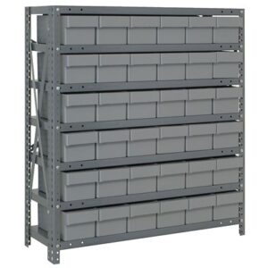 Quantum Storage Systems 2439-603 GY - Super Tuff Euro Series Open Style Steel Shelving w/36 Bins - 24" x 36" x 39" - Gray pic