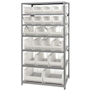Quantum Storage Systems 2475-20-MIXCL - Hulk Series Clear-View Container Shelving w/20 Bins - 24" x 36" x 75" - Clear pic