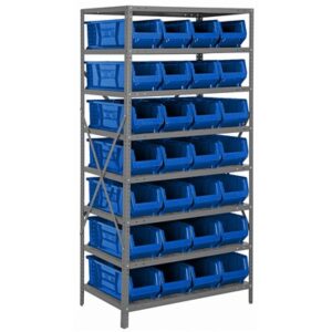 Quantum Storage Systems 2475-950 BL - Hulk Series Container Shelving w/28 Bins - 24" x 36" x 75" - Blue pic