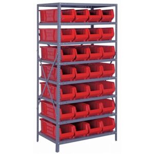 Quantum Storage Systems 2475-950 RD - Hulk Series Container Shelving w/28 Bins - 24" x 36" x 75" - Red pic