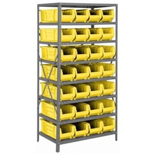 Quantum Storage Systems 2475-950 YL - Hulk Series Container Shelving w/28 Bins - 24" x 36" x 75" - Yellow pic