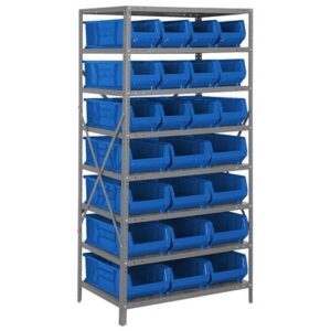 Quantum Storage Systems 2475-950952 BL - Hulk Series Container Shelving w/24 Bins - 24" x 36" x 75" - Blue pic