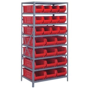 Quantum Storage Systems 2475-950952 RD - Hulk Series Container Shelving w/24 Bins - 24" x 36" x 75" - Red pic
