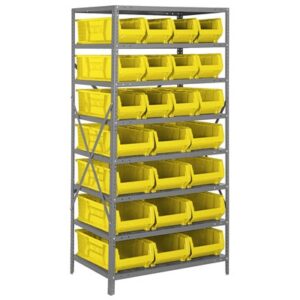Quantum Storage Systems 2475-950952 YL - Hulk Series Container Shelving w/24 Bins - 24" x 36" x 75" - Yellow pic