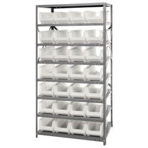 Quantum Storage Systems 2475-950CL - Hulk Series Clear-View Container Shelving w/28 Bins - 24" x 36" x 75" - Clear pic