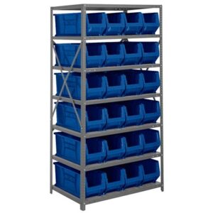 Quantum Storage Systems 2475-951 BL - Hulk Series Container Shelving w/24 Bins - 24" x 36" x 75" - Blue pic