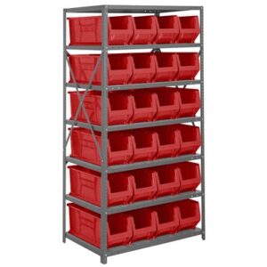 Quantum Storage Systems 2475-951 RD - Hulk Series Container Shelving w/24 Bins - 24" x 36" x 75" - Red pic