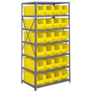 Quantum Storage Systems 2475-951 YL - Hulk Series Container Shelving w/24 Bins - 24" x 36" x 75" - Yellow pic