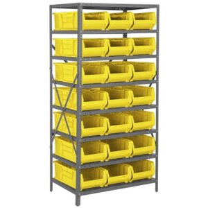 Quantum Storage Systems 2475-952 YL - Hulk Series Container Shelving w/21 Bins - 24" x 36" x 75" - Yellow pic