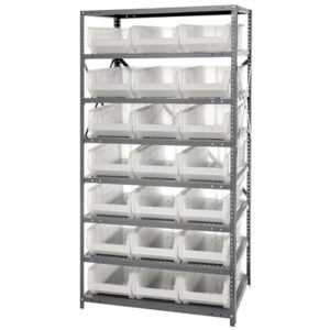 Quantum Storage Systems 2475-952CL - Hulk Series Clear-View Container Shelving w/21 Bins - 24" x 36" x 75" - Clear pic