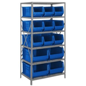Quantum Storage Systems 2475-953954 BL - Hulk Series Container Shelving w/13 Bins - 24" x 36" x 75" - Blue pic