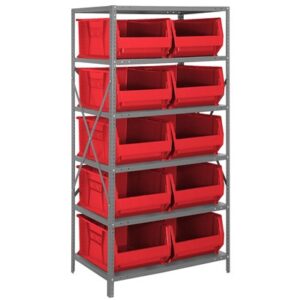 Quantum Storage Systems 2475-954 RD - Hulk Series Container Shelving w/10 Bins - 24" x 36" x 75" - Red pic