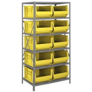 Quantum Storage Systems 2475-954 YL - Hulk Series Container Shelving w/10 Bins - 24" x 36" x 75" - Yellow pic