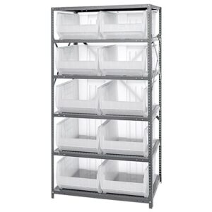 Quantum Storage Systems 2475-954CL - Hulk Series Clear-View Container Shelving w/10 Bins - 24" x 36" x 75" - Clear pic