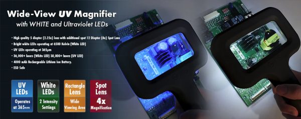 Wide-View Magnifier [2.25x | 4x] with Ultraviolet and White LEDs pic