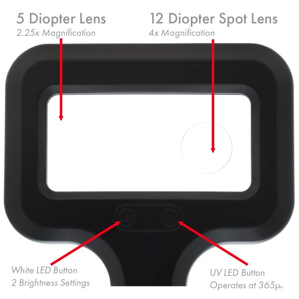 Wide-View Magnifier [2.25x | 4x] with Ultraviolet and White LEDs pic