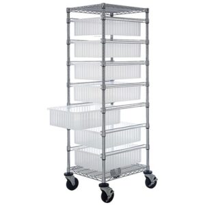 Quantum Storage Systems BC212469M1CL - Clear-View Series Bin Cart w/7 DG93060CL Bins - 21" x 24" x 69" pic