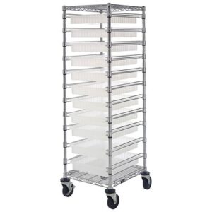 Quantum Storage Systems BC212469M2CL - Clear-View Series Bin Cart w/11 DG93030CL Bins - 21" x 24" x 69" pic