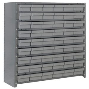 Quantum Storage Systems CL1239-401 GY - Super Tuff Euro Series Closed Style Steel Shelving w/54 Bins - 12" x 36" x 39" - Gray pic