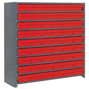 Quantum Storage Systems CL1239-401 RD - Super Tuff Euro Series Closed Style Steel Shelving w/54 Bins - 12" x 36" x 39" - Red pic