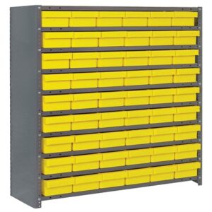 Quantum Storage Systems CL1239-401 YL - Super Tuff Euro Series Closed Style Steel Shelving w/54 Bins - 12" x 36" x 39" - Yellow pic