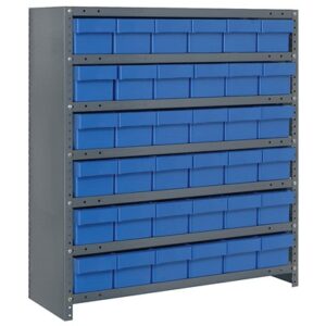 Quantum Storage Systems CL1239-601 BL - Super Tuff Euro Series Closed Style Steel Shelving w/36 Bins - 12" x 36" x 39" - Blue pic