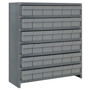 Quantum Storage Systems CL1239-601 GY - Super Tuff Euro Series Closed Style Steel Shelving w/36 Bins - 12" x 36" x 39" - Gray pic