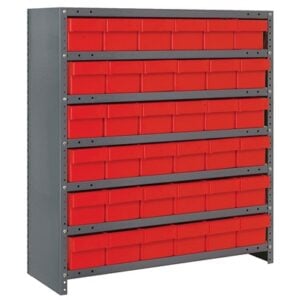 Quantum Storage Systems CL1239-601 RD - Super Tuff Euro Series Closed Style Steel Shelving w/36 Bins - 12" x 36" x 39" - Red pic