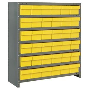 Quantum Storage Systems CL1239-601 YL - Super Tuff Euro Series Closed Style Steel Shelving w/36 Bins - 12" x 36" x 39" - Yellow pic