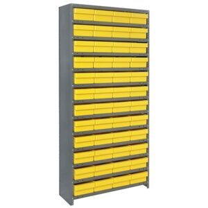 Quantum Storage Systems CL1275-701 YL - Super Tuff Euro Series Closed Style Steel Shelving w/48 Bins - 12" x 36" x 75" - Yellow pic